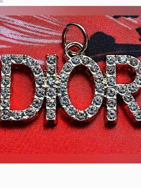 New Gold Rhinestone Monogram Letter Charm